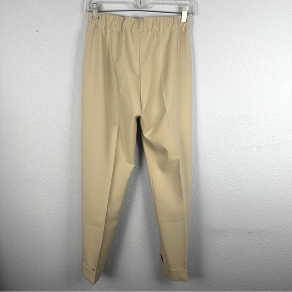 D. Exterior Elastic Waist High Rise Cuffed Trousers EU 40-US Small Made In Italy - Picture 4 of 5